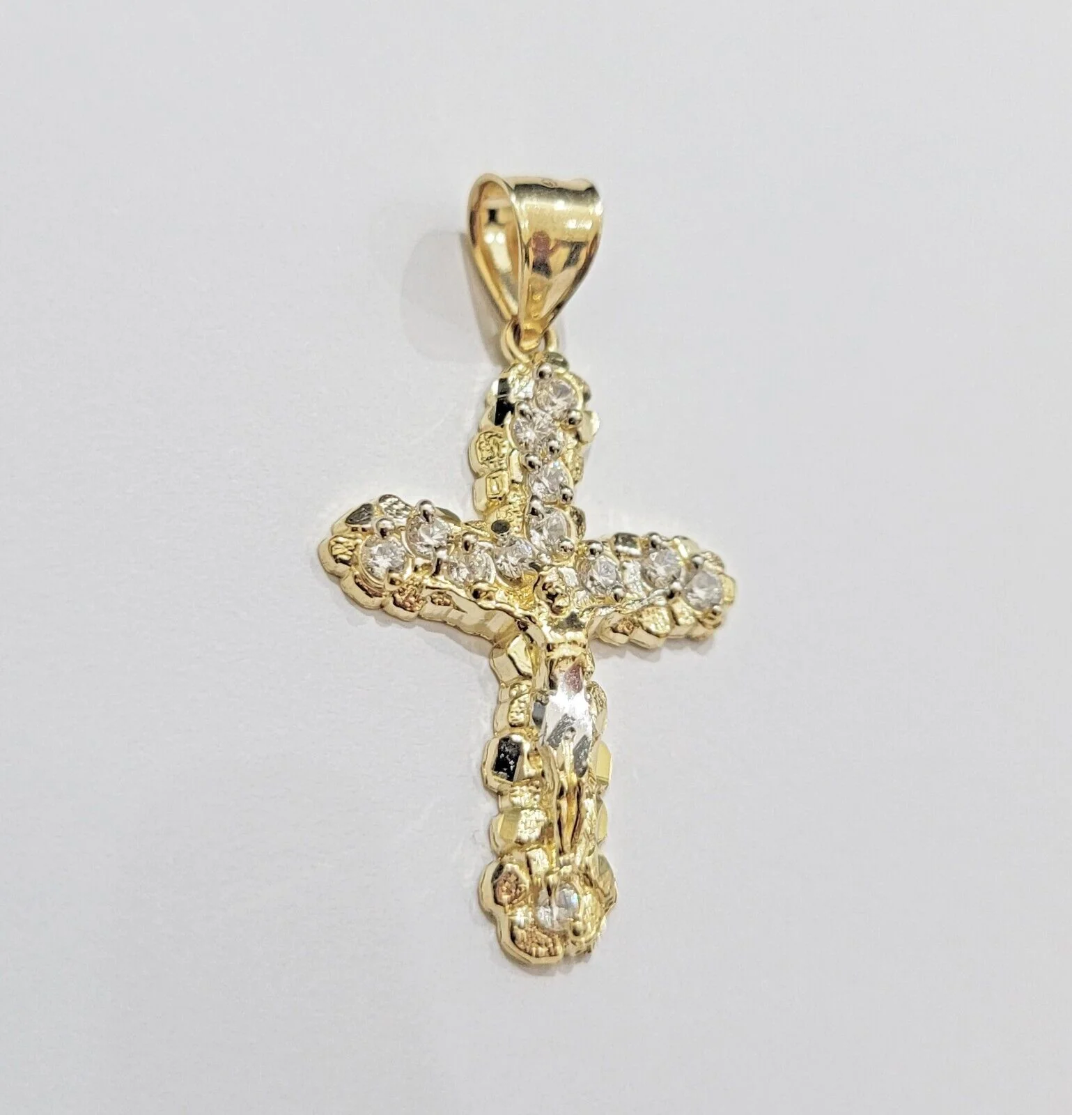 Real 10k Gold Jesus Cross Charm Chain Set Franco Necklace 2.5mm 18-24" Men Women - Image 9