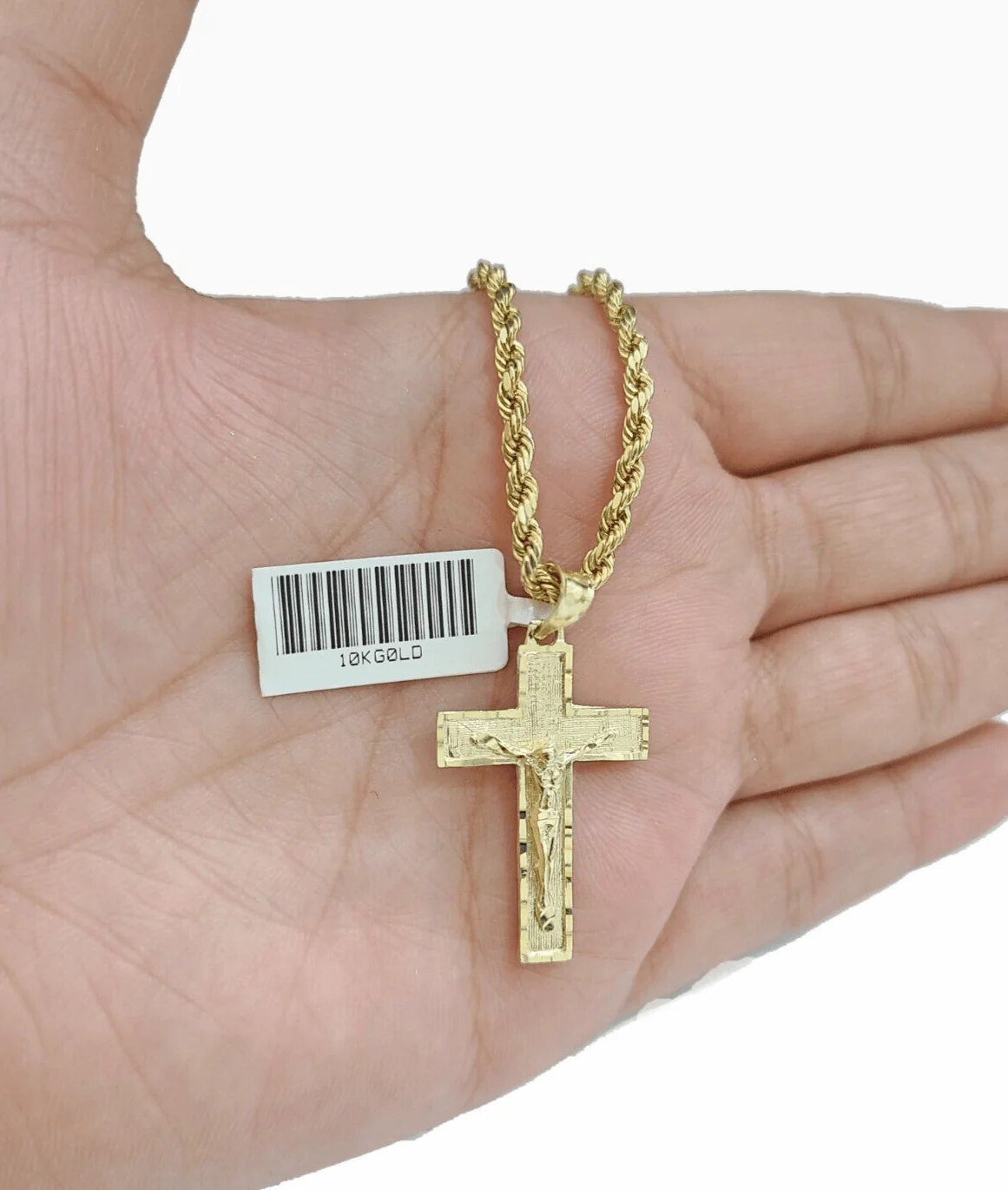 Real 10k Gold Jesus Cross Charm Pendant 10KT Yellow Gold For Chain & Necklace - Image 3