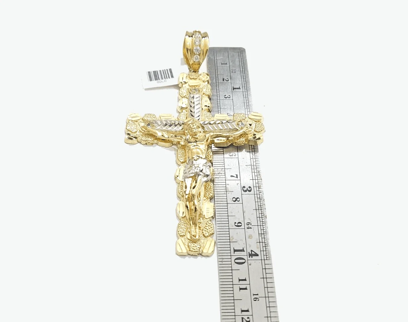 Real 10k Gold Jesus Cross Charm Pendant 3.5'' Inch 10KT  Yellow Gold - Image 4