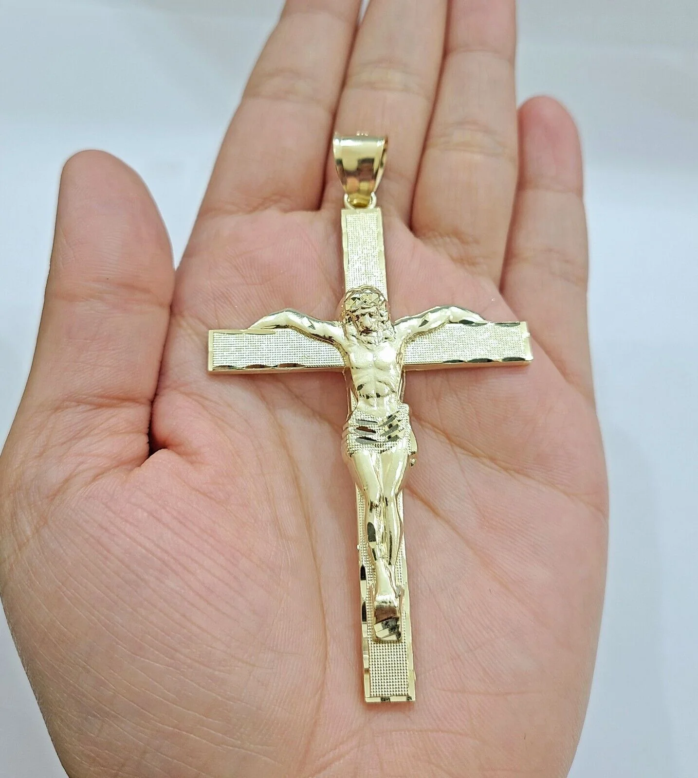Real 10k Gold Jesus Crucifix Charm Pendant 10kt Yellow Gold Men Women