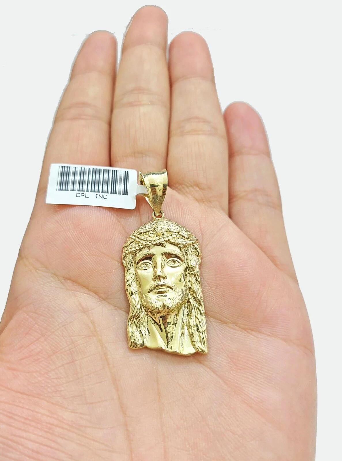 Real 10k Gold Jesus Head Charm Pendant 1.5'' Inch 10KT Yellow Gold