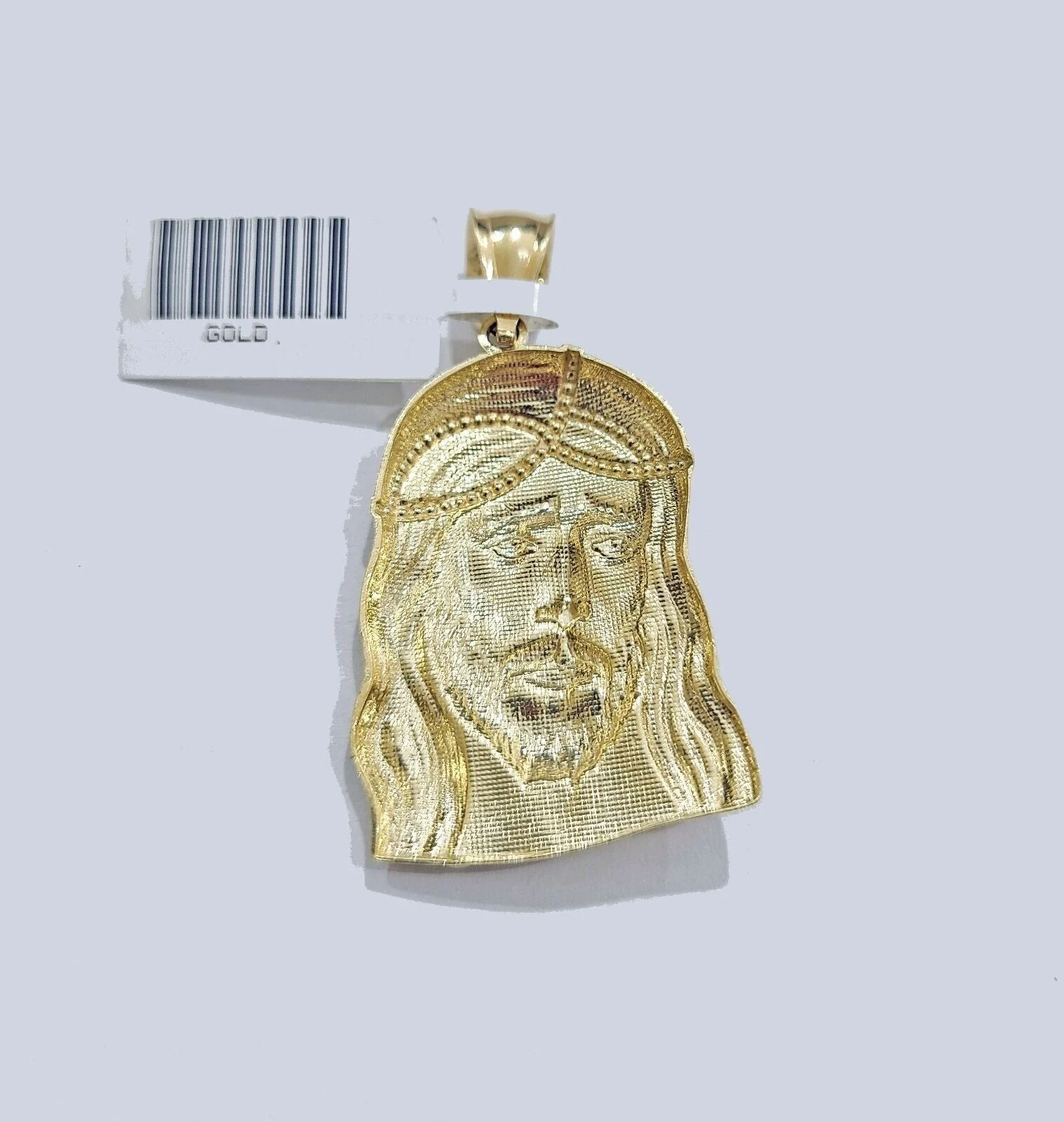 Real 10k Gold Jesus Head Charm Pendant 1.5'' Inch 10KT Yellow Gold - Image 5