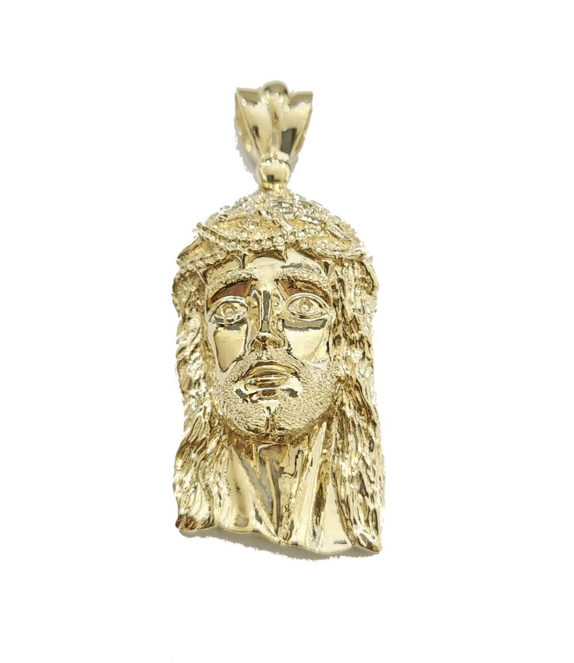Real 10k Gold Jesus Head Charm Pendant 2'' Inch 10KT  Yellow Gold - Image 2
