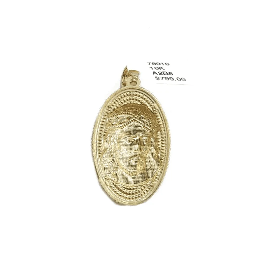 Real 10k Gold Jesus Head Circular Charm Pendant 10KT Yellow Gold - Image 5