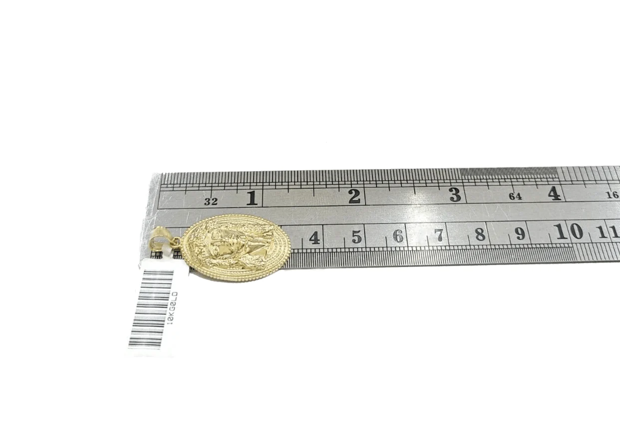 Real 10k Gold Jesus Head Circular Charm Pendant 10KT Yellow Gold - Image 3