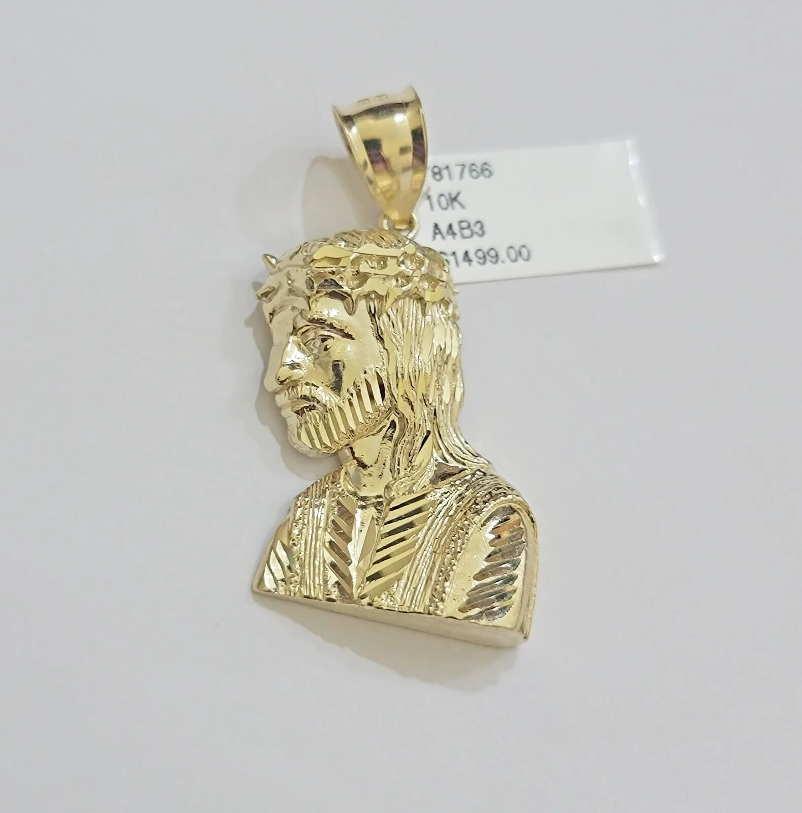 Real 10k Gold Jesus Heard Charm Pendant &Miami Cuban Link Chain 4mm Necklace SET - Image 7
