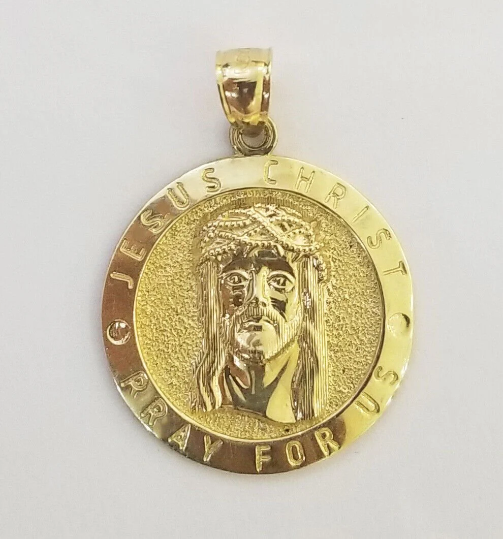 Real 10k Gold Jesus Pendant Miami Cuban link Chain 4mm 20" Set Round - Image 5