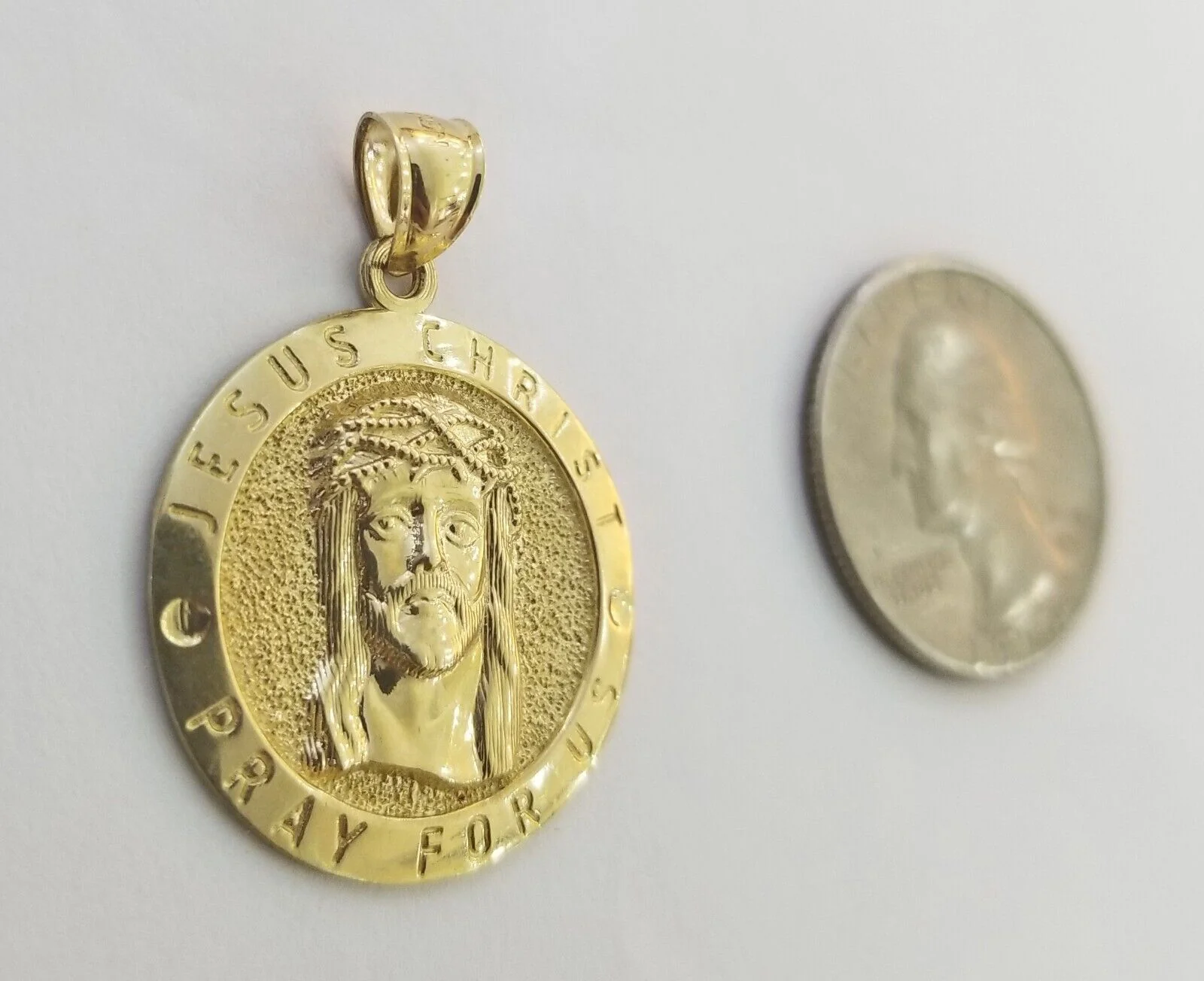 Real 10k Gold Jesus Pendant Miami Cuban link Chain 4mm 20" Set Round - Image 6