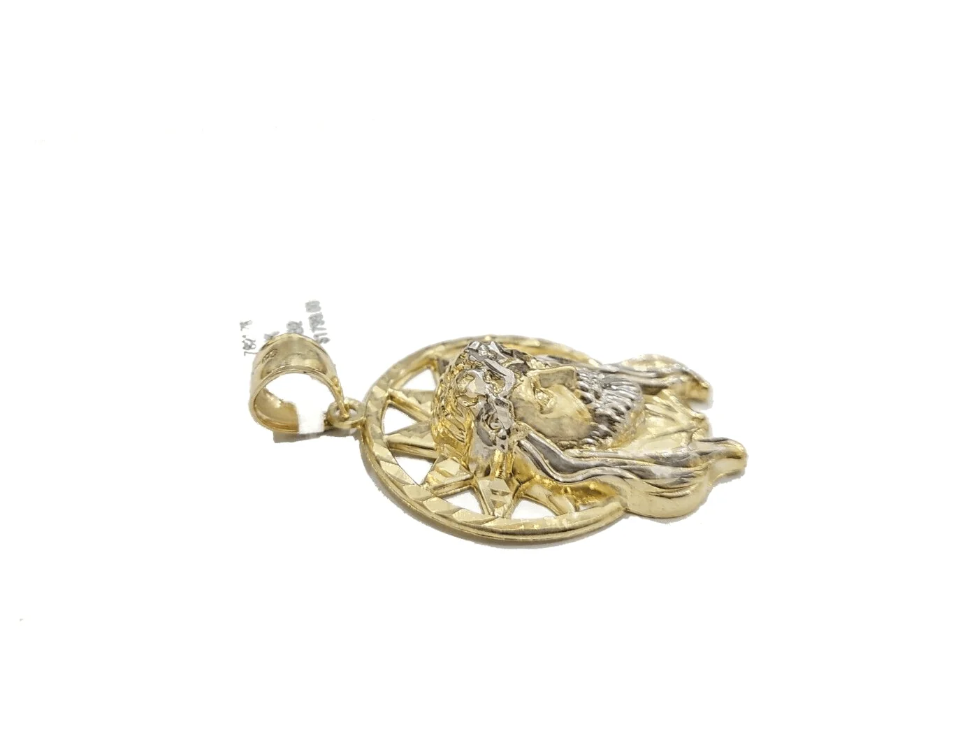 Real 10k Gold Jesus Star Head Circular Charm Pendant 10KT Yellow Gold - Image 2