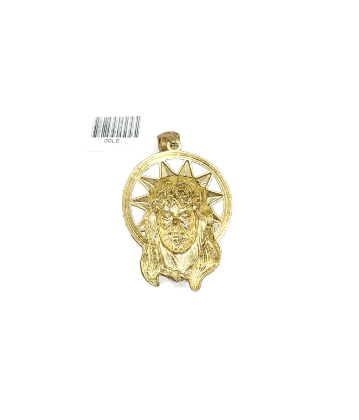 Real 10k Gold Jesus Star Head Circular Charm Pendant 10KT Yellow Gold - Image 4