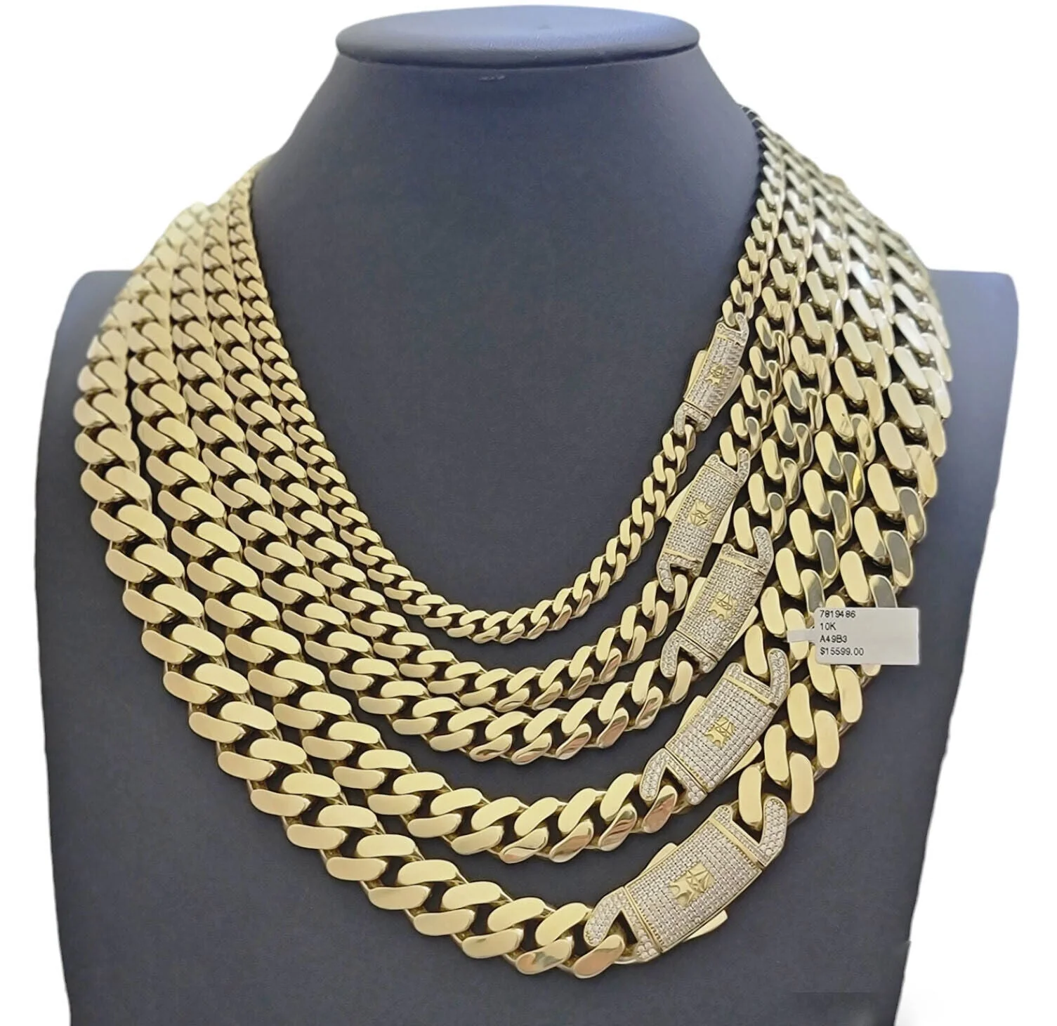Real 10k Gold Link Chain Necklace Royal Cuban Monaco 7mm 8mm 9mm 11mm 13mm 15mm - Image 3