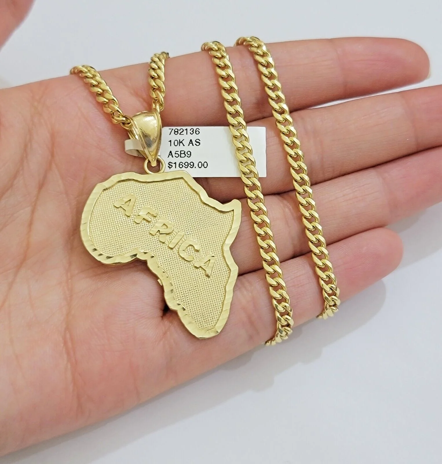 Real 10k Gold Map Charm & Miami Cuban Link Chain Necklace SET 4mm 26Inch Pendant - Image 6