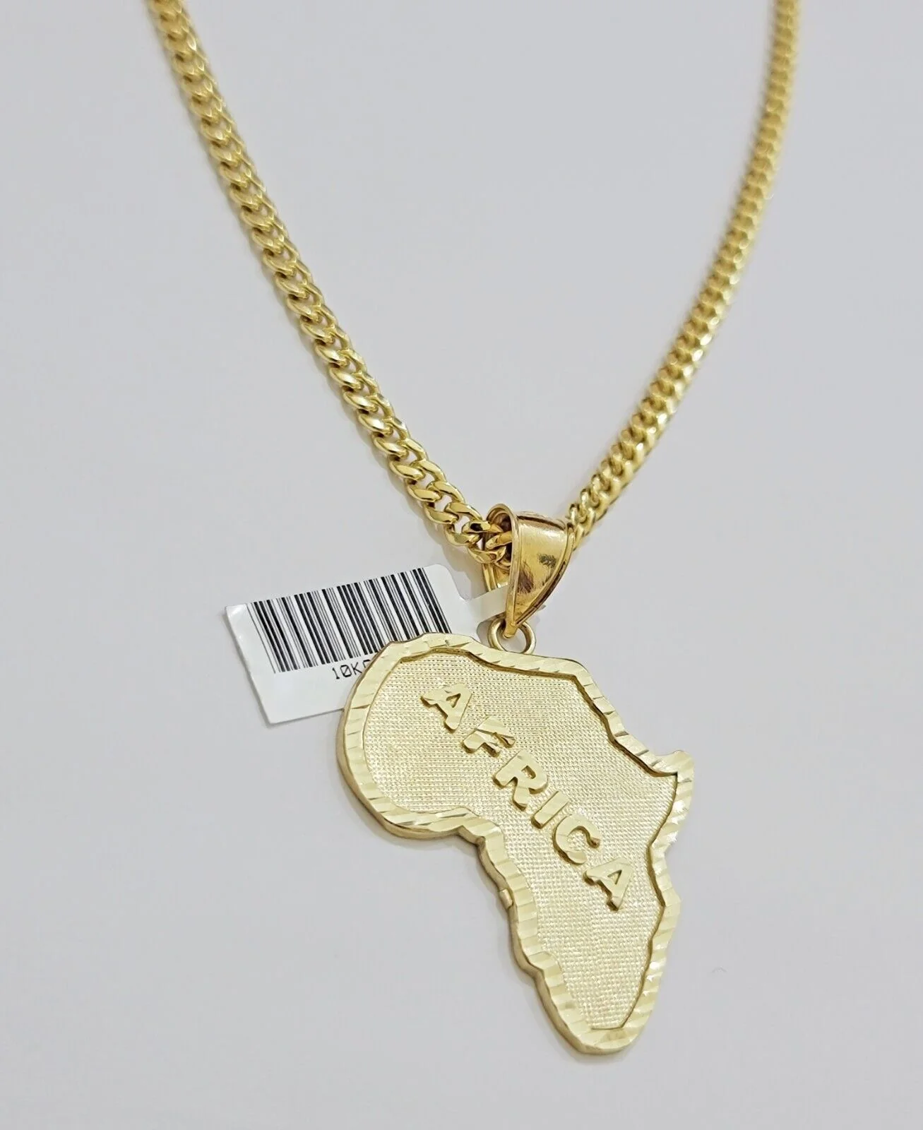 Real 10k Gold Map Charm & Miami Cuban Link Chain Necklace SET 4mm 26Inch Pendant - Image 8