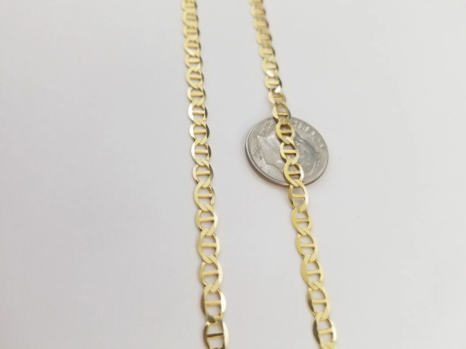 Real 10k Gold Mariner Anchor Link Chain Bracelet Set 4mm 20"- 24" Inch - Image 7
