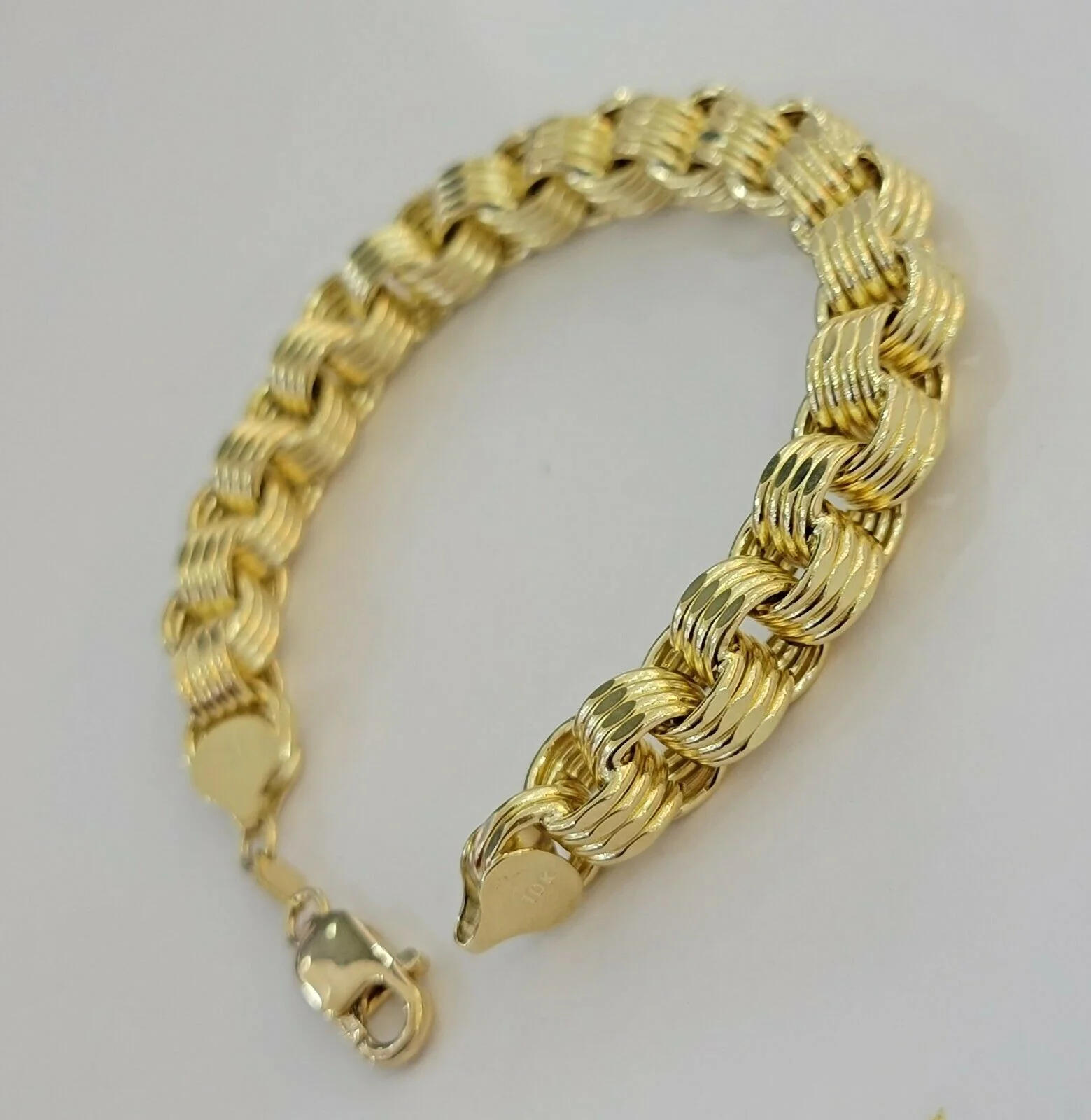 Real 10k Gold Mens Bracelet Byzantine Box 9" 9mm 10kt Yellow Gold Thick, Lobster - Image 3