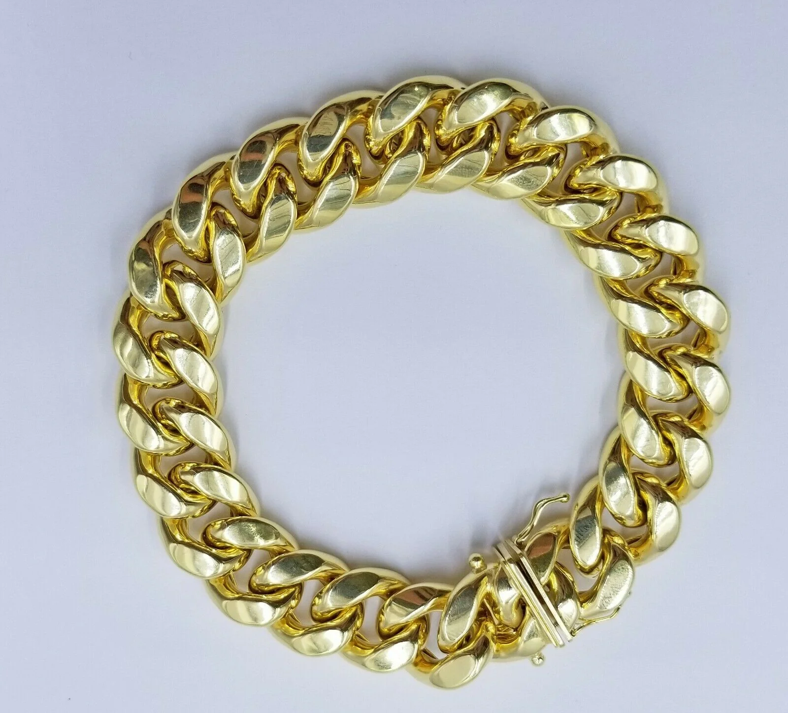 Real 10k Gold Mens Bracelet Miami Cuban Link 9" 15mm Box clasp Thick Strong 10kt - Image 2