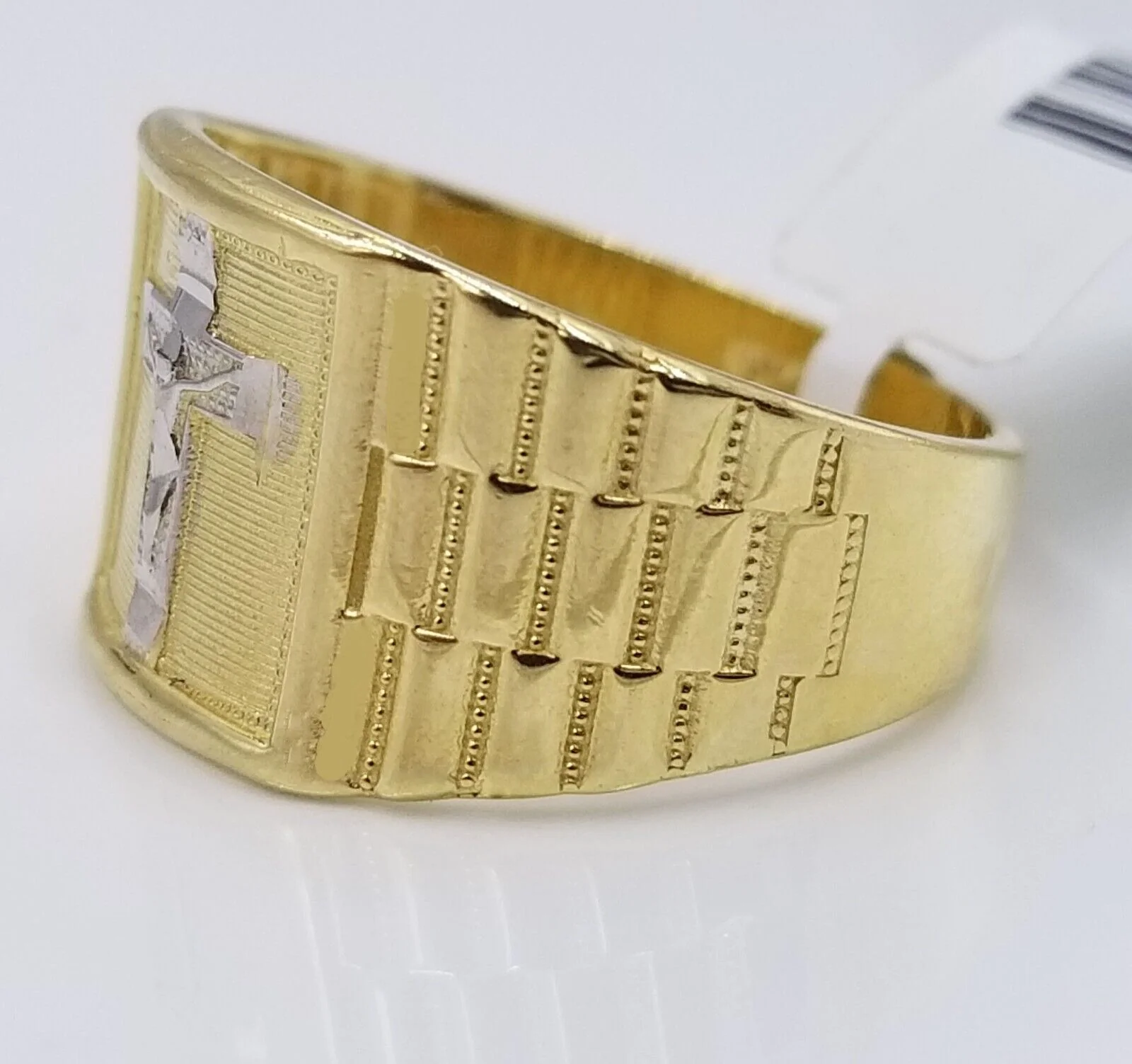 Real 10k Gold Men's Ring Cross All Sizes Yellow Gold Male Casual Pinky Band - Image 4