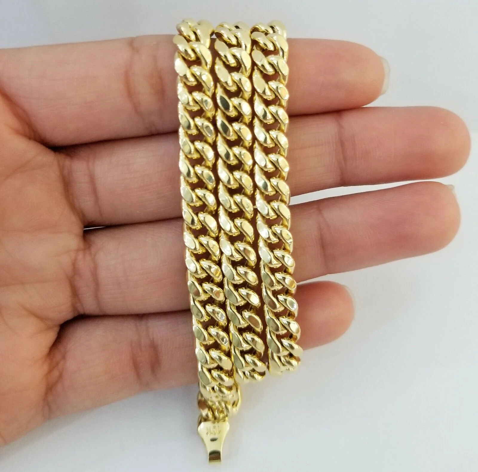 Real 10k Gold Miami Cuban Chain 7mm 22" Necklace,10kt Yellow Gold Lobster Lock - Image 4