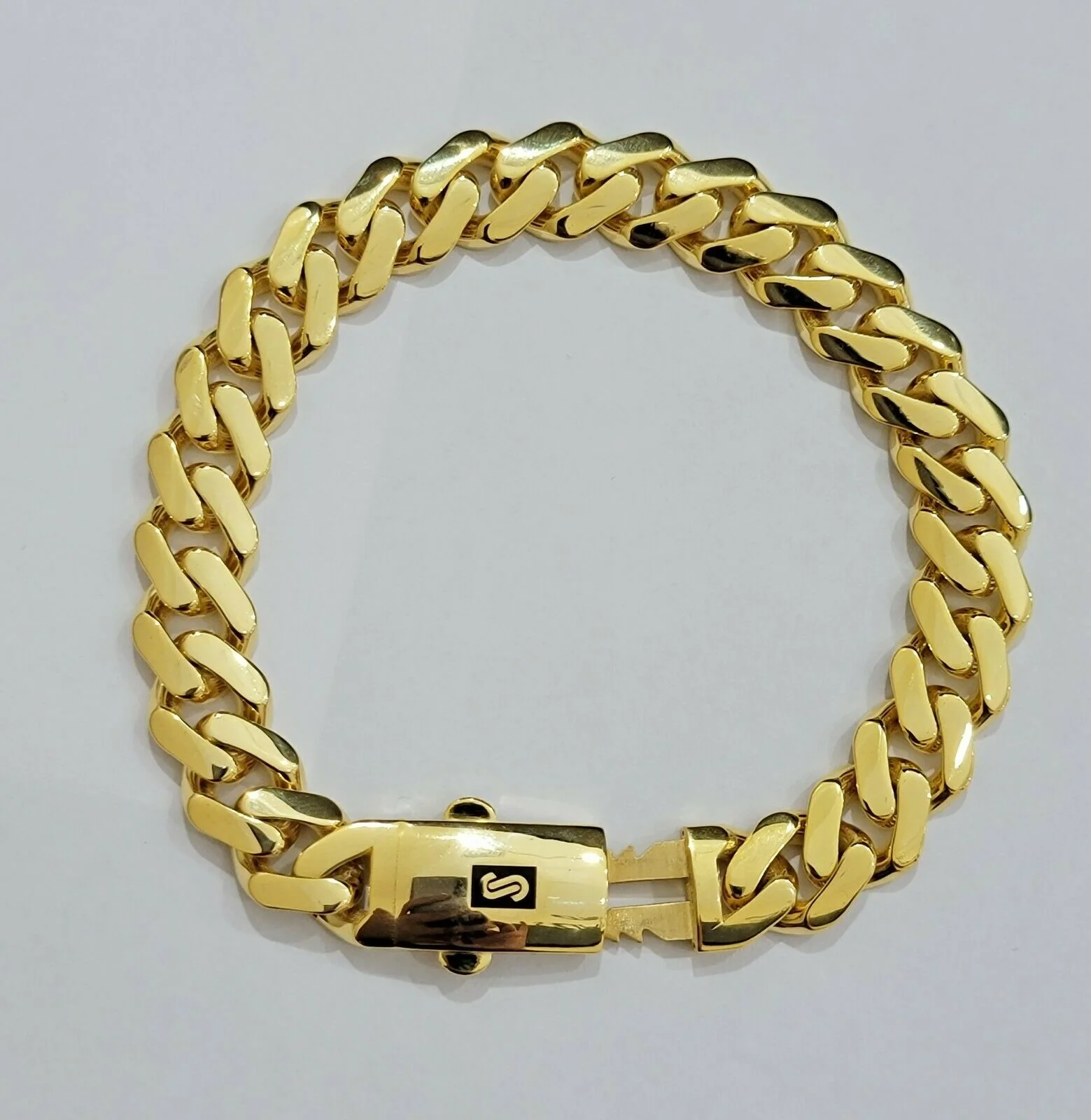 Real 10k Gold Miami Cuban Royal Link Bracelet 13mm 8" Shiny Plain Monaco, 10kt - Image 5