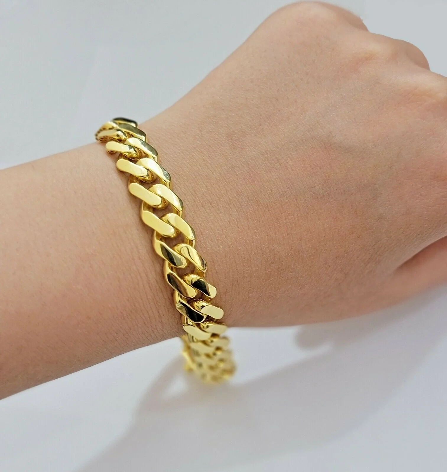 Real 10k Gold Miami Cuban Royal Link Bracelet 13mm 8" Shiny Plain Monaco, 10kt - Image 6