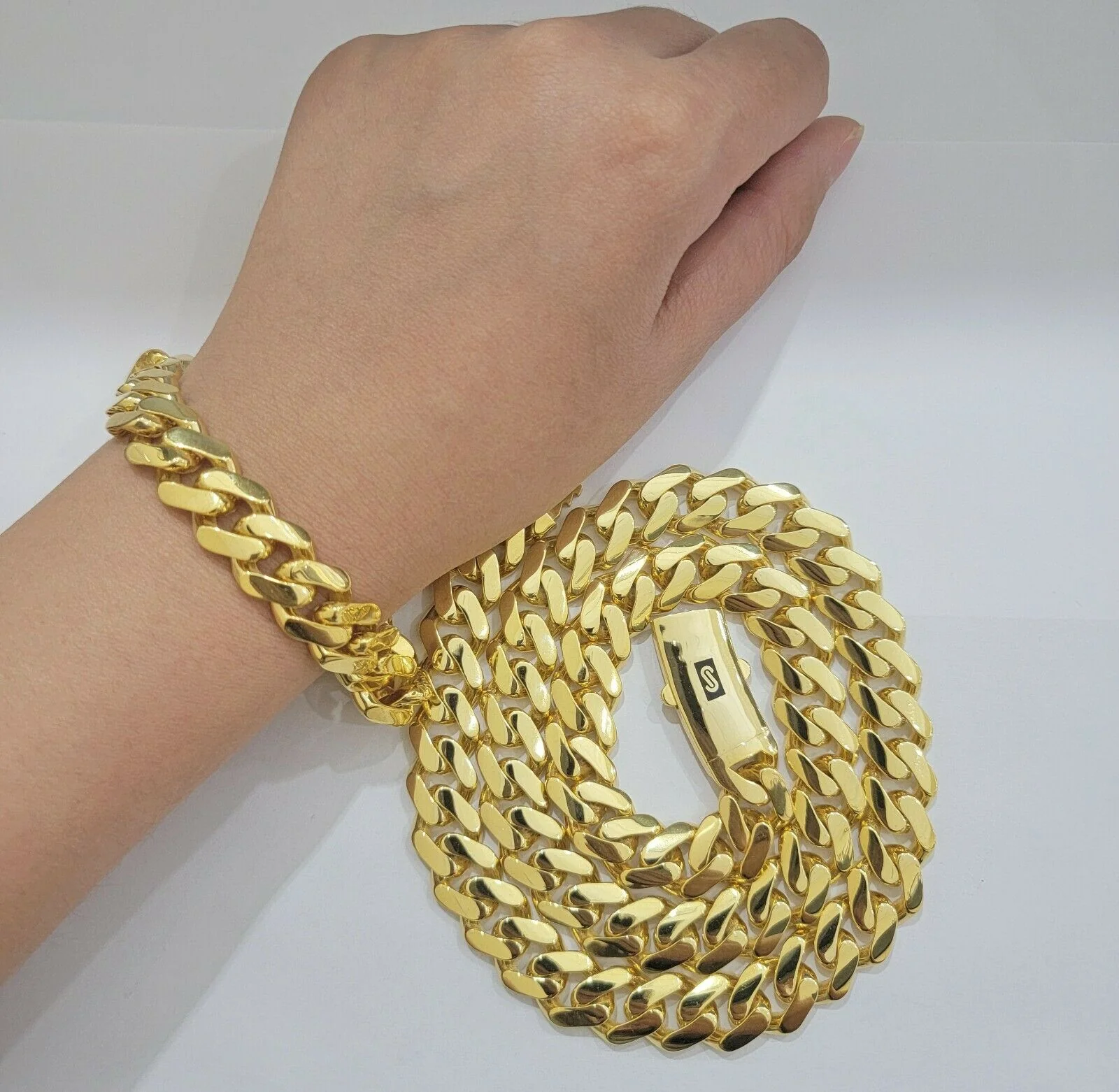 Real 10k Gold Miami Cuban Royal Link Bracelet 13mm 8" Shiny Plain Monaco, 10kt - Image 8
