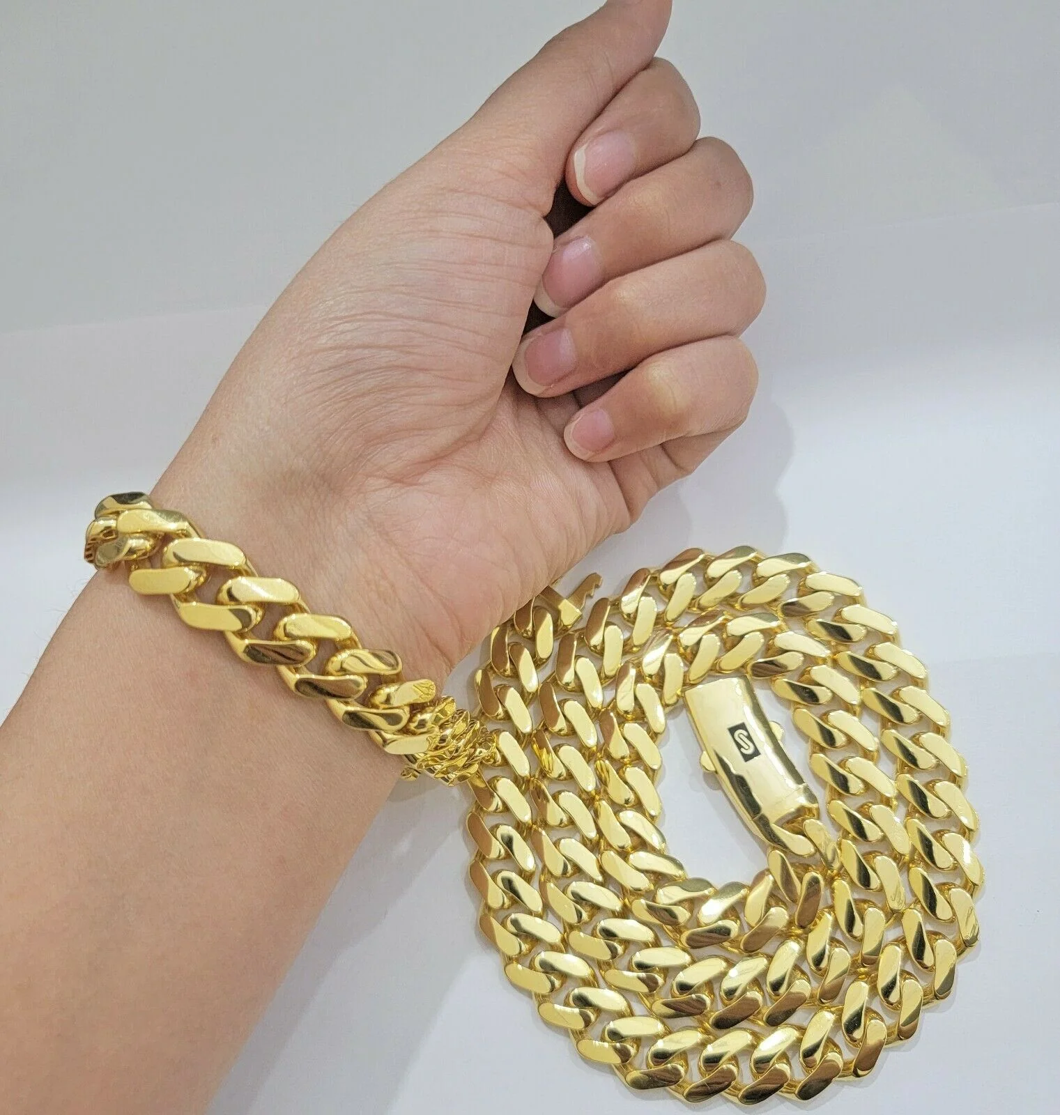 Real 10k Gold Miami Cuban Royal Link Bracelet 13mm 9" Shiny Plain Monaco, 10kt - Image 11