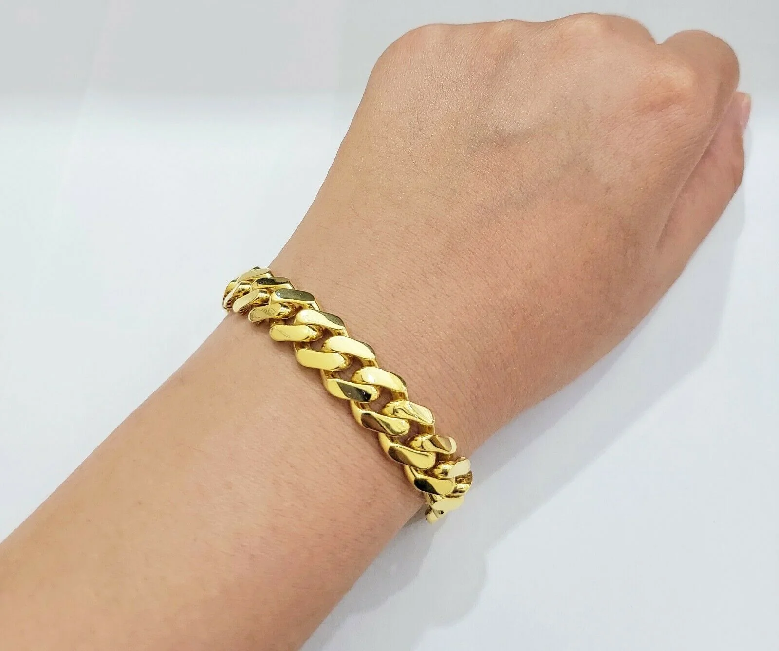 Real 10k Gold Miami Cuban Royal Link Bracelet 13mm 9" Shiny Plain Monaco, 10kt - Image 6