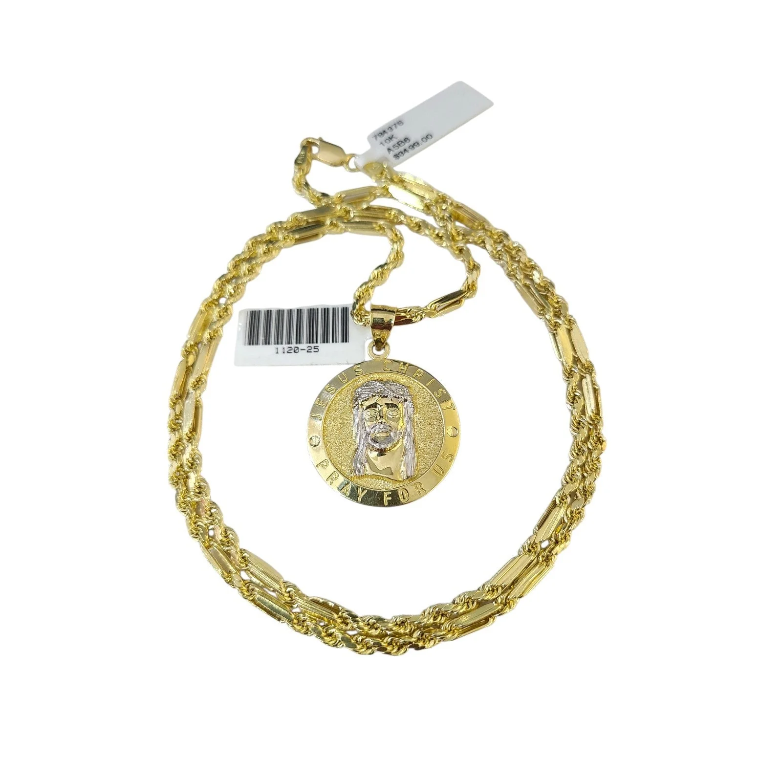 Real 10k Gold Milano Chain Jesus Christ Pendant Charm 18"-28" 3mm SET Necklace