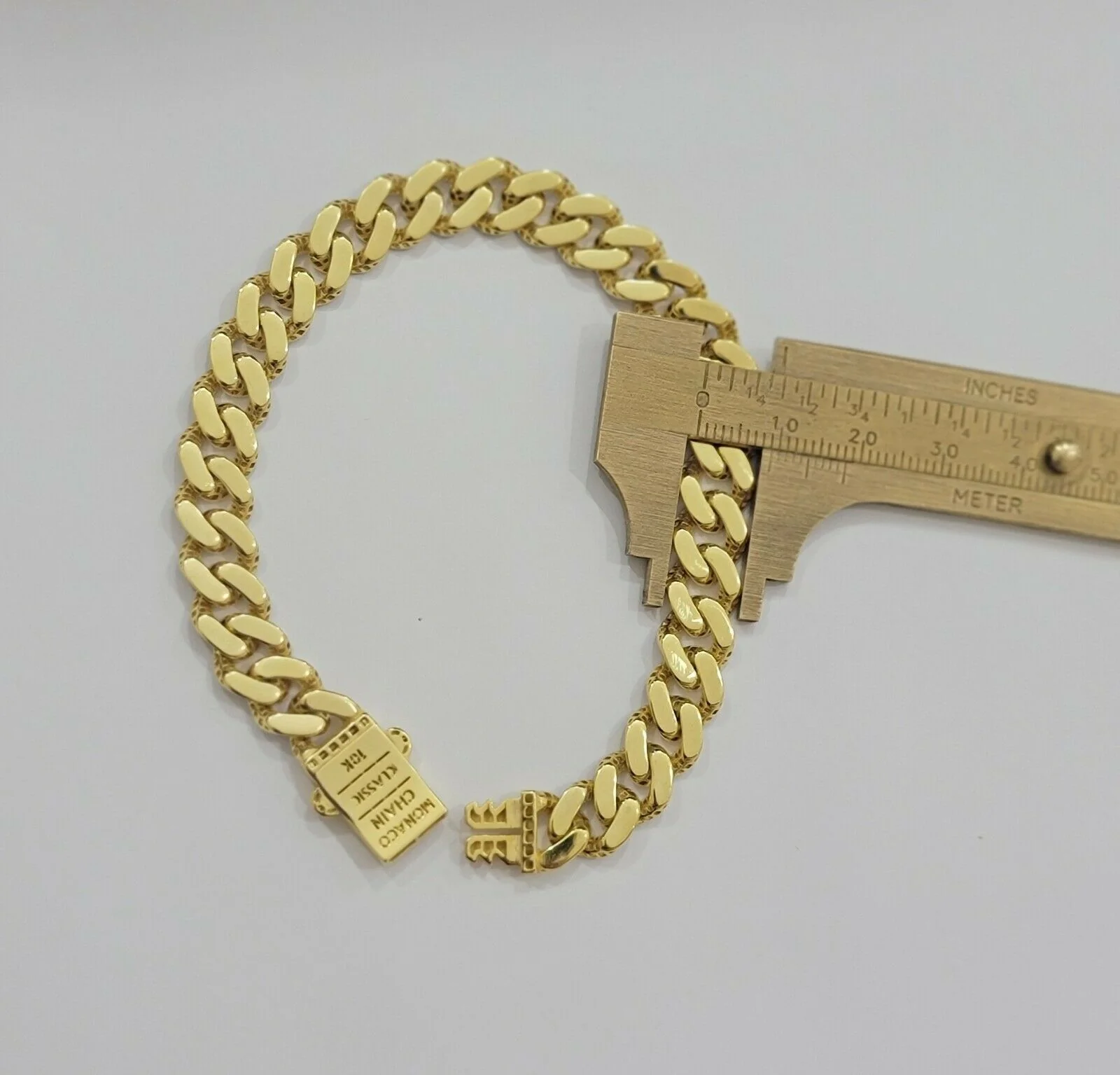 Real 10k Gold Monaco Bracelet 9mm 8.5" Two-tone Diamond Cut 10kt Gold SALE, mens - Image 6