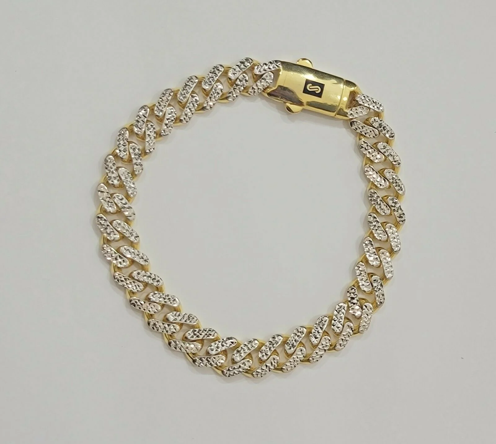 Real 10k Gold Monaco Bracelet 9mm 8" Two-tone Diamond Cut 10kt Gold SALE, mens - Image 10