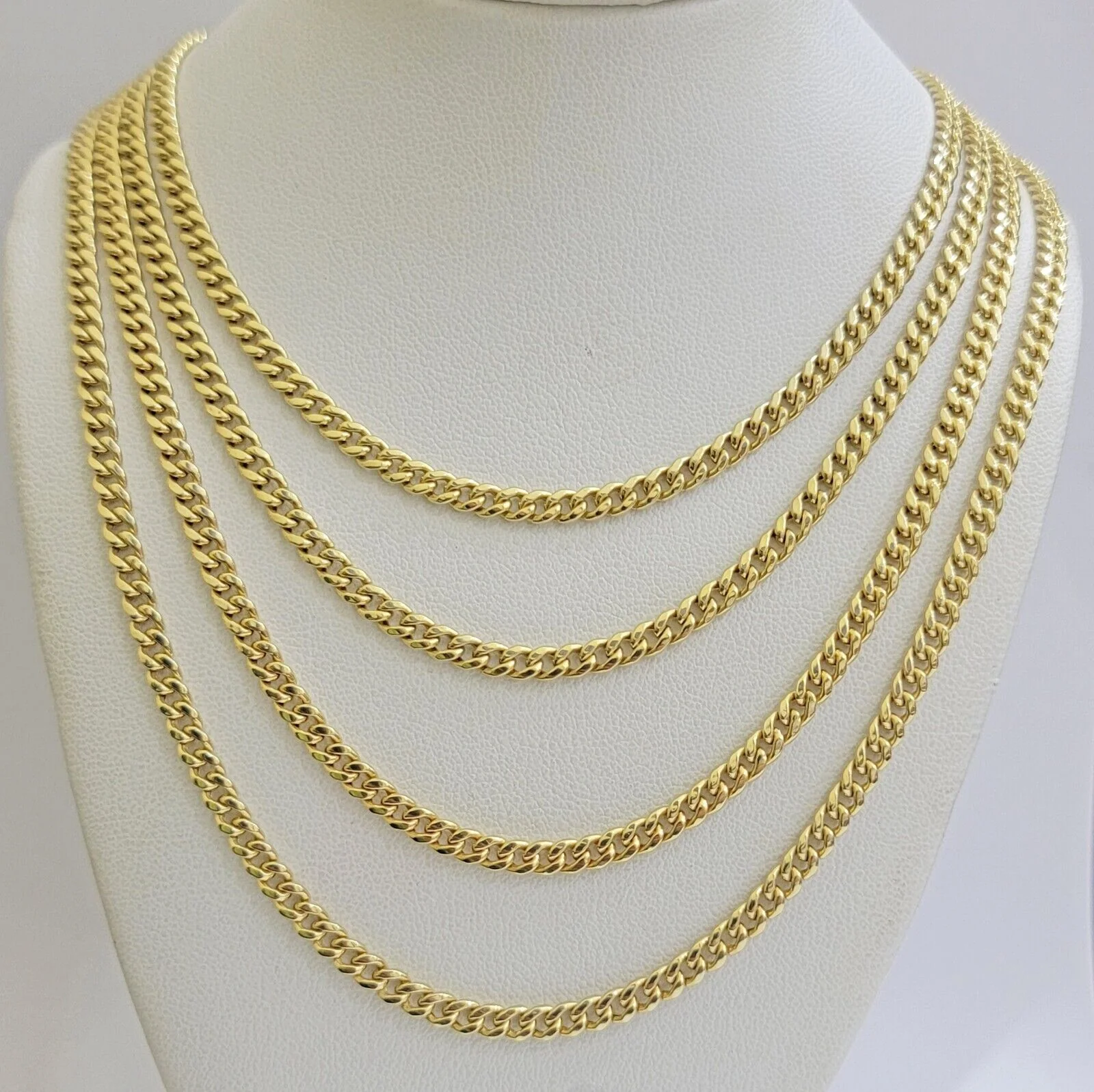 Real 10k Gold Necklace Chain Miami Cuban Link 3.5mm 18-26 Inch 10kt Men & Women