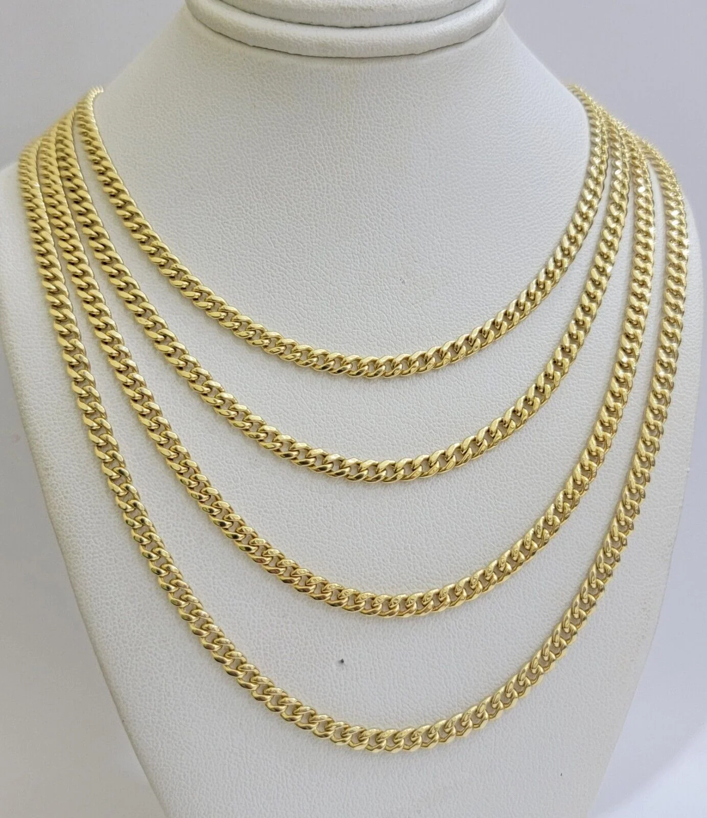Real 10k Gold Necklace Chain Miami Cuban Link 3.5mm 18-26 Inch 10kt Men & Women - Image 11