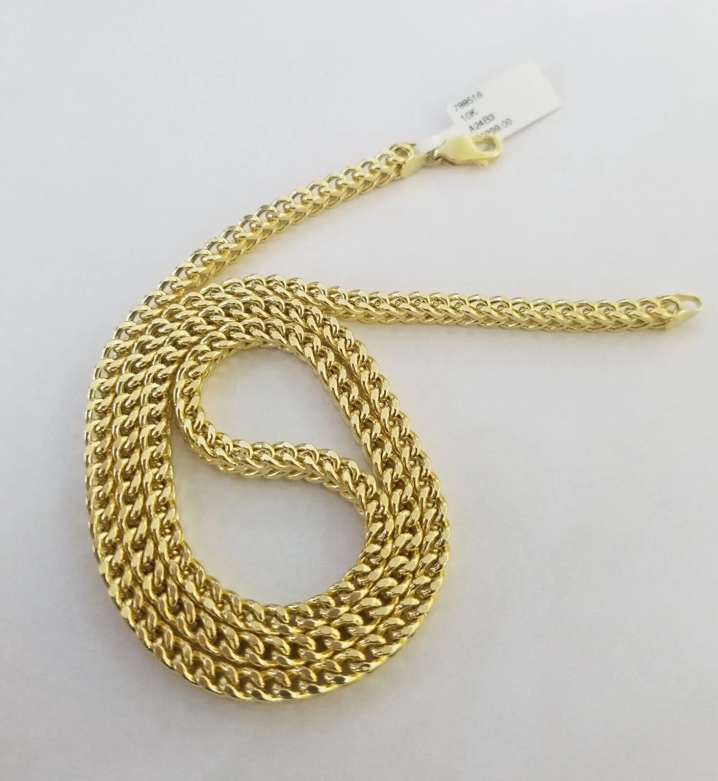 Real 10k Gold Nugget Cross Pendant Franco Necklace 4mm 24" Chain Charm  SET 10kt - Image 8
