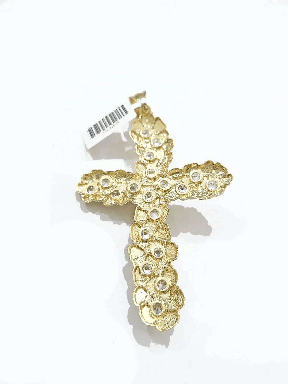 Real 10k Gold Nugget Jesus Cross Charm Pendant 3.5'' Inch 10KT  Yellow Gold - Image 5