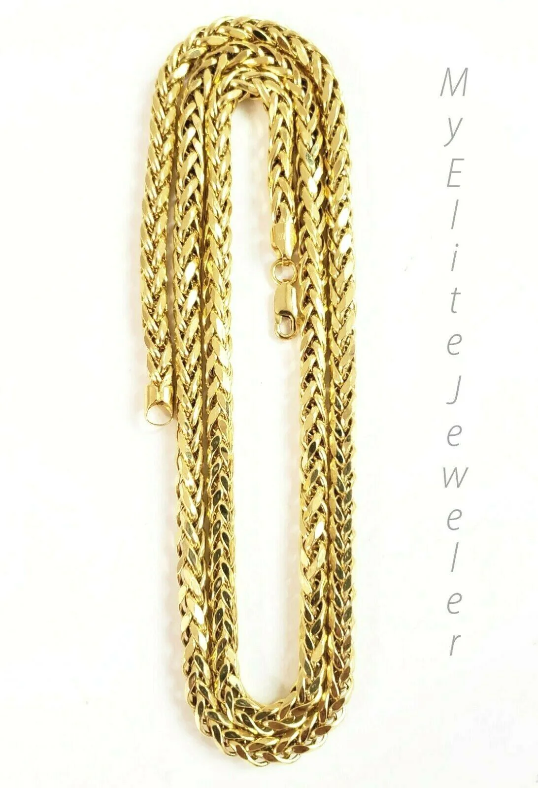 Real 10k Gold Palm Chain Necklace 4mm 24" Lobster Lock Real 10 KT Yellow Gold - Image 2