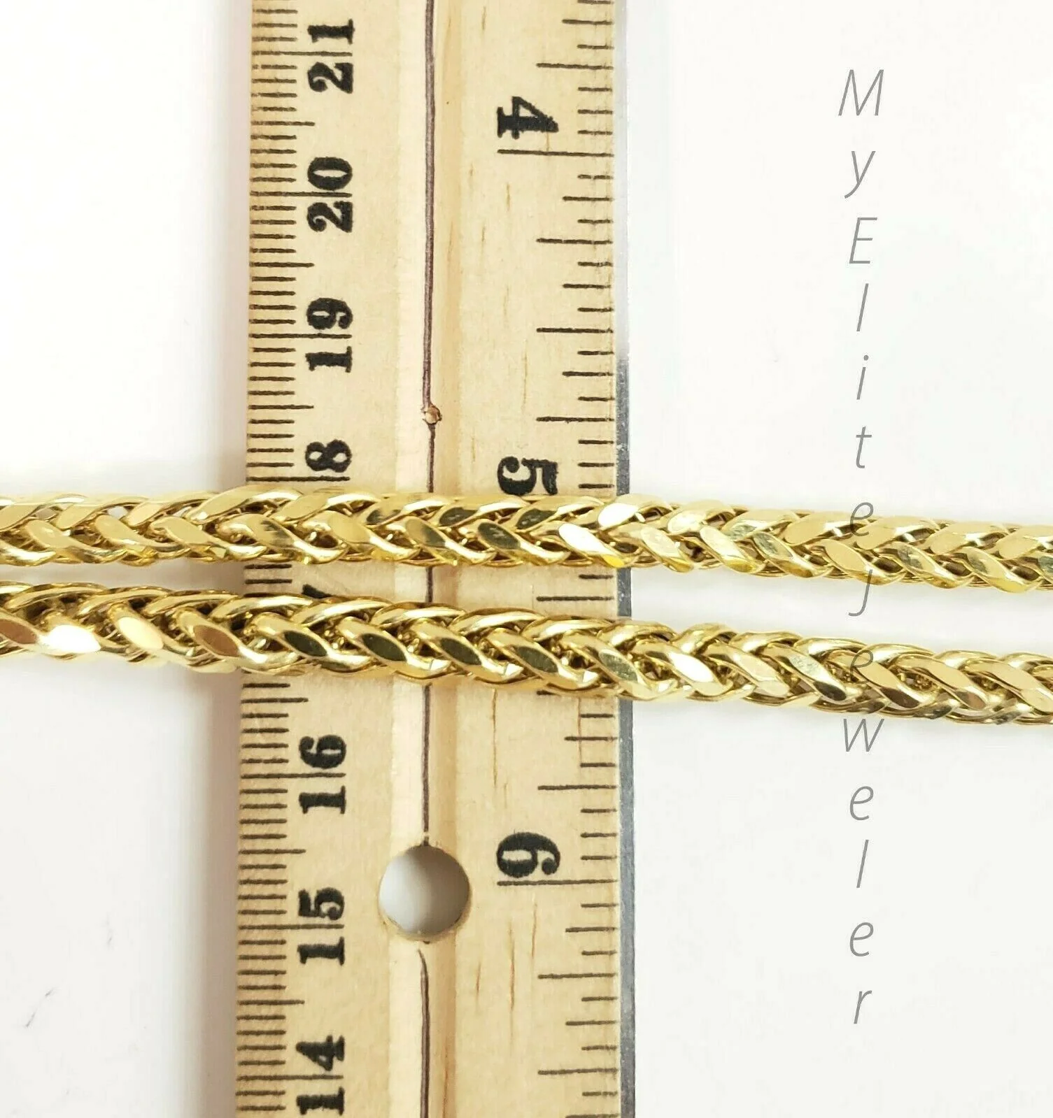 Real 10k Gold Palm Chain Necklace 4mm 24" Lobster Lock Real 10 KT Yellow Gold - Image 3