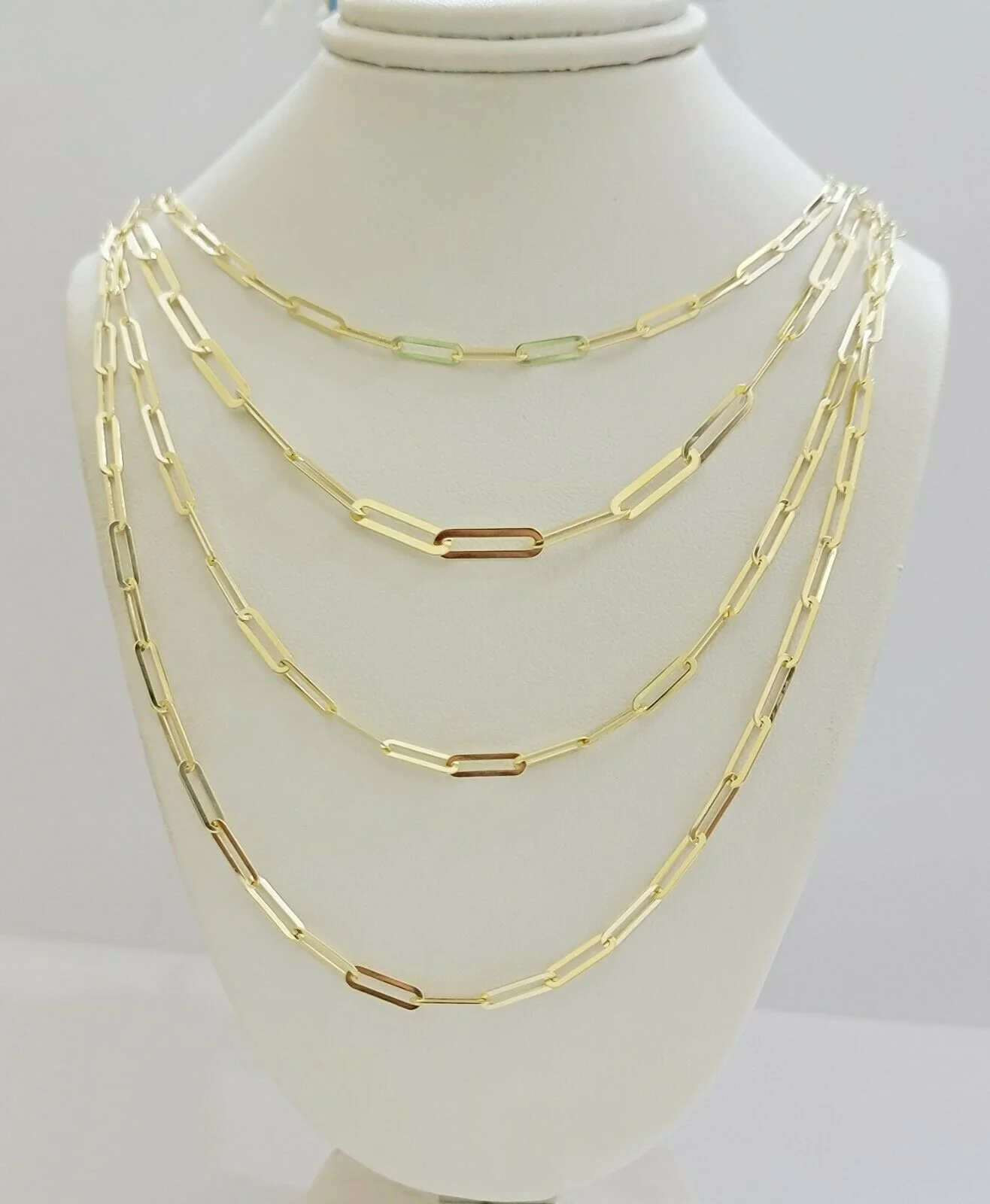 Real 10k Gold Paperclip Chain Ladies Necklace 16" 18" 20" 22" 24" Long 10kt 4mm - Image 3