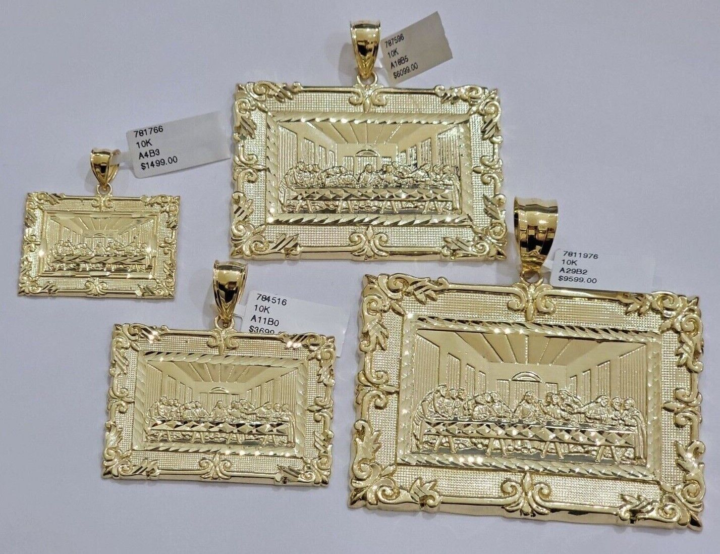 Real 10k Gold Pendant Charm Last Supper Square Jesus 10kt Yellow 1.5-3 Inch SALE - Image 15