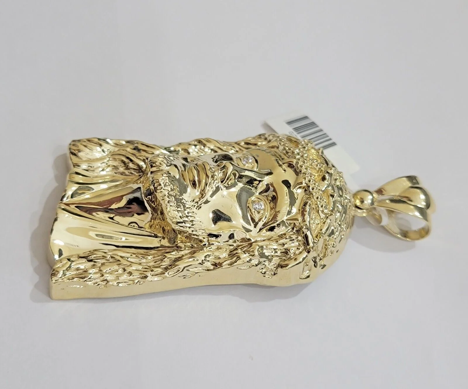 Real 10k Gold Pendant Jesus Head Charm 10kt Yellow Gold 3.1 Inch Long For Men's - Image 4