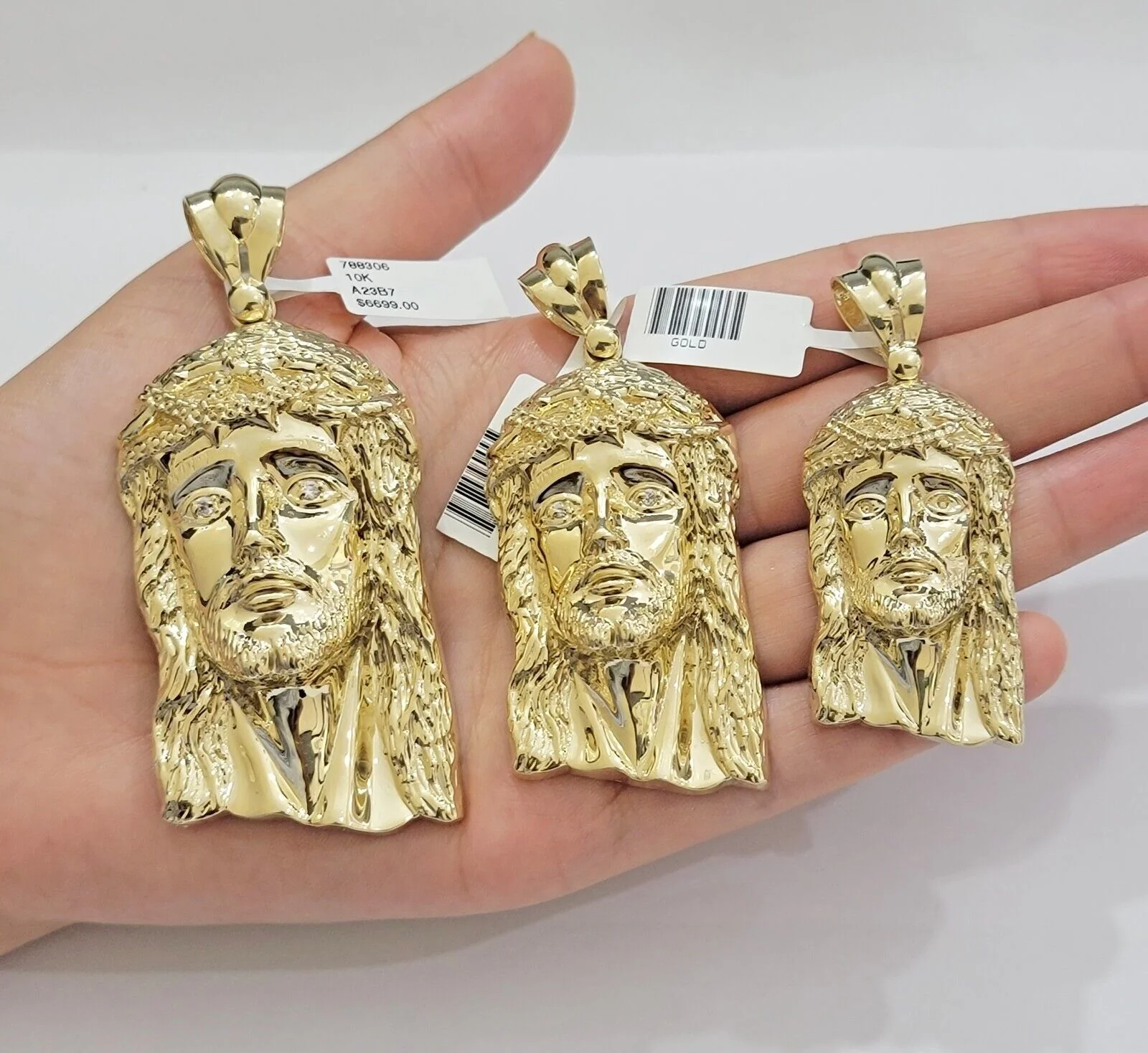 Real 10k Gold Pendant Jesus Head Charm 10kt Yellow Gold For Men's Different Size - Image 17