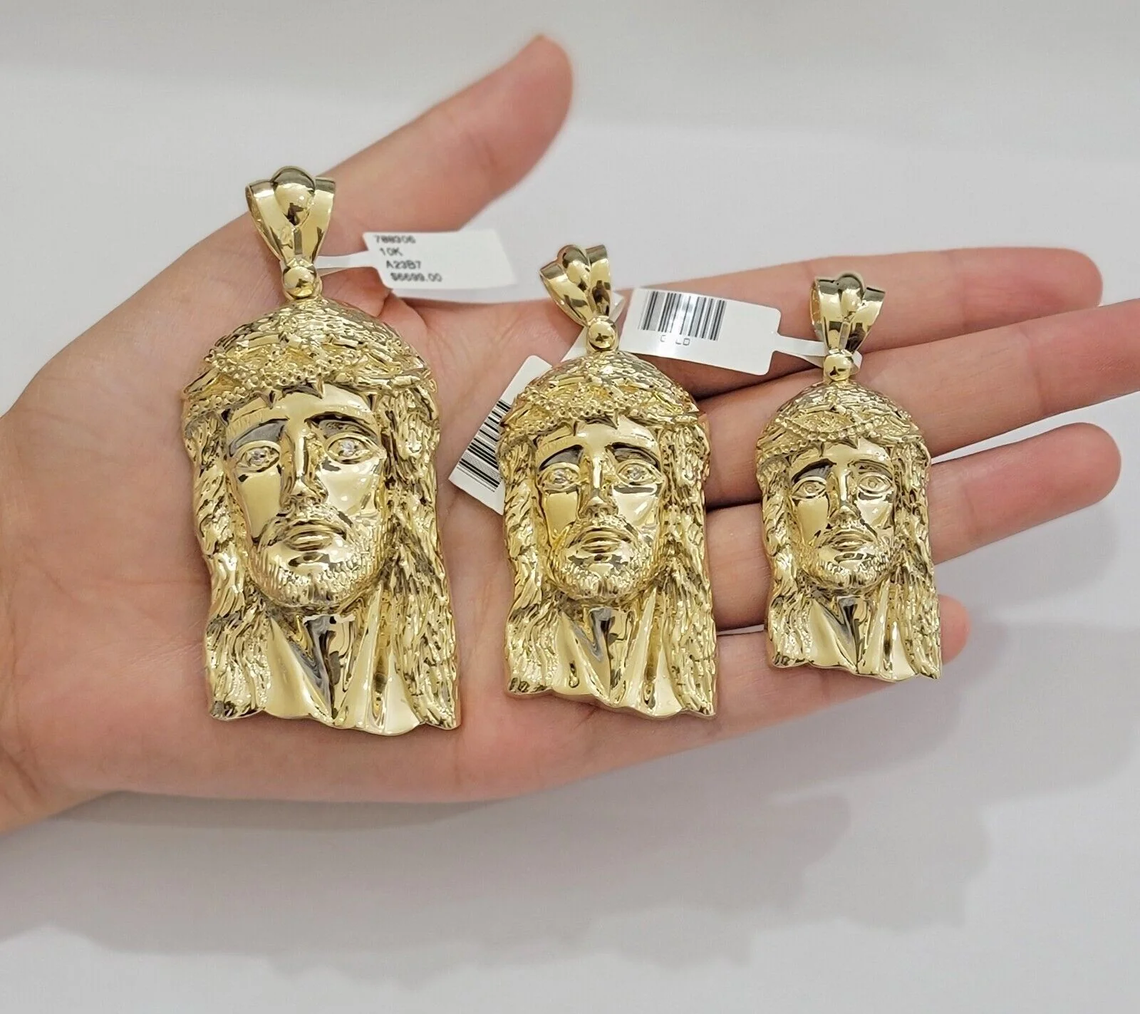 Real 10k Gold Pendant Jesus Head Charm 10kt Yellow Gold For Men's Different Size - Image 18