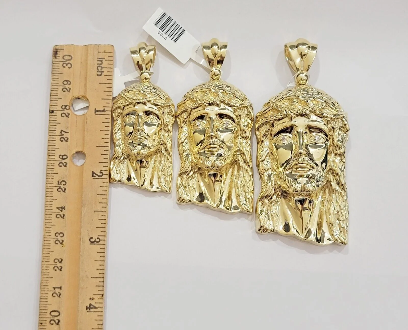 Real 10k Gold Pendant Jesus Head Charm 10kt Yellow Gold For Men's Different Size - Image 19