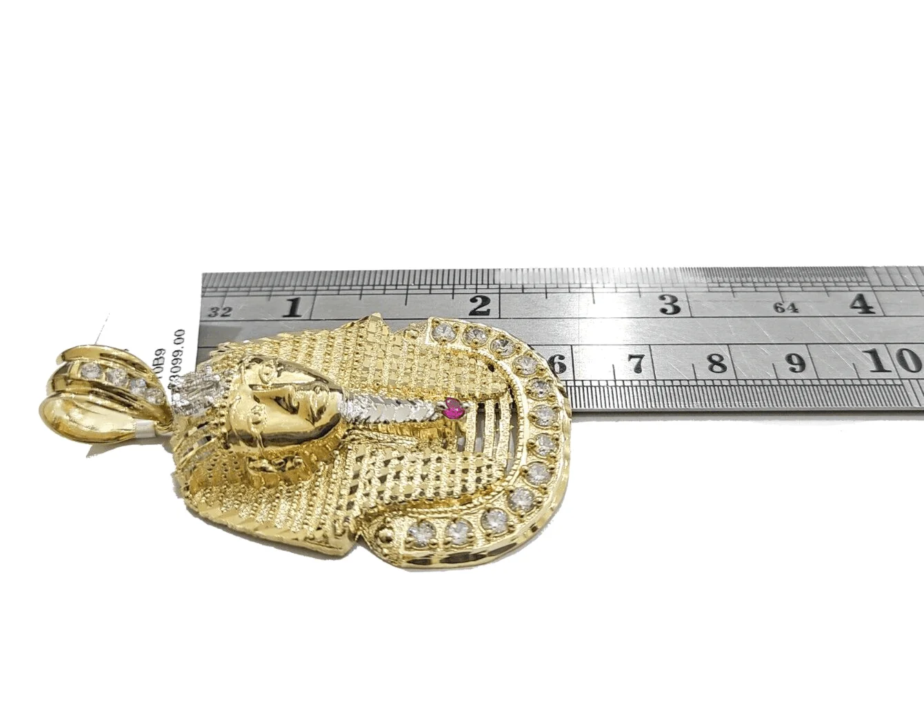 Real 10k Gold Pharaoh Head Charm Pendant 2"  10kt Yellow Gold for Chain - Image 5