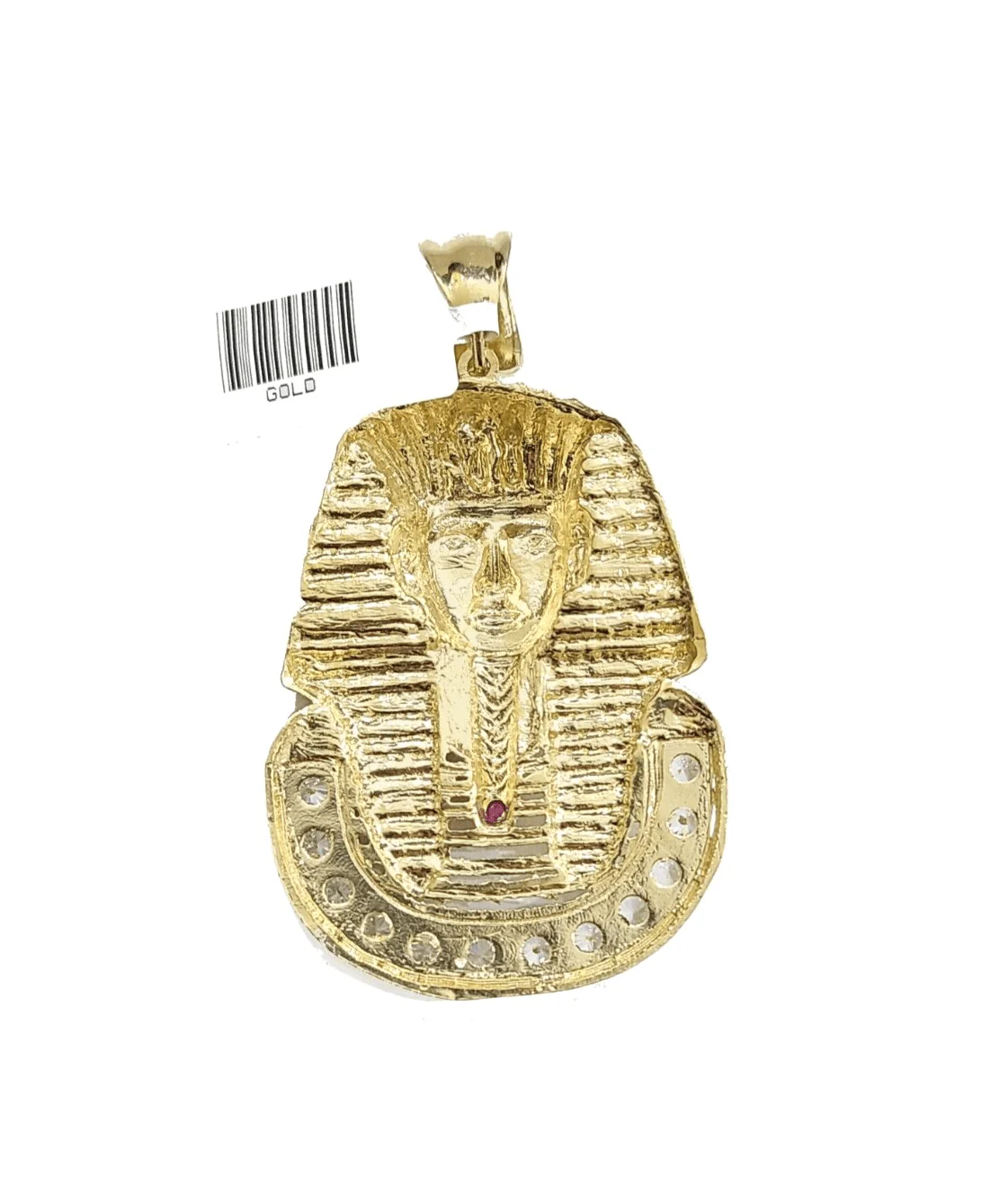 Real 10k Gold Pharaoh Head Charm Pendant 2"  10kt Yellow Gold for Chain - Image 6
