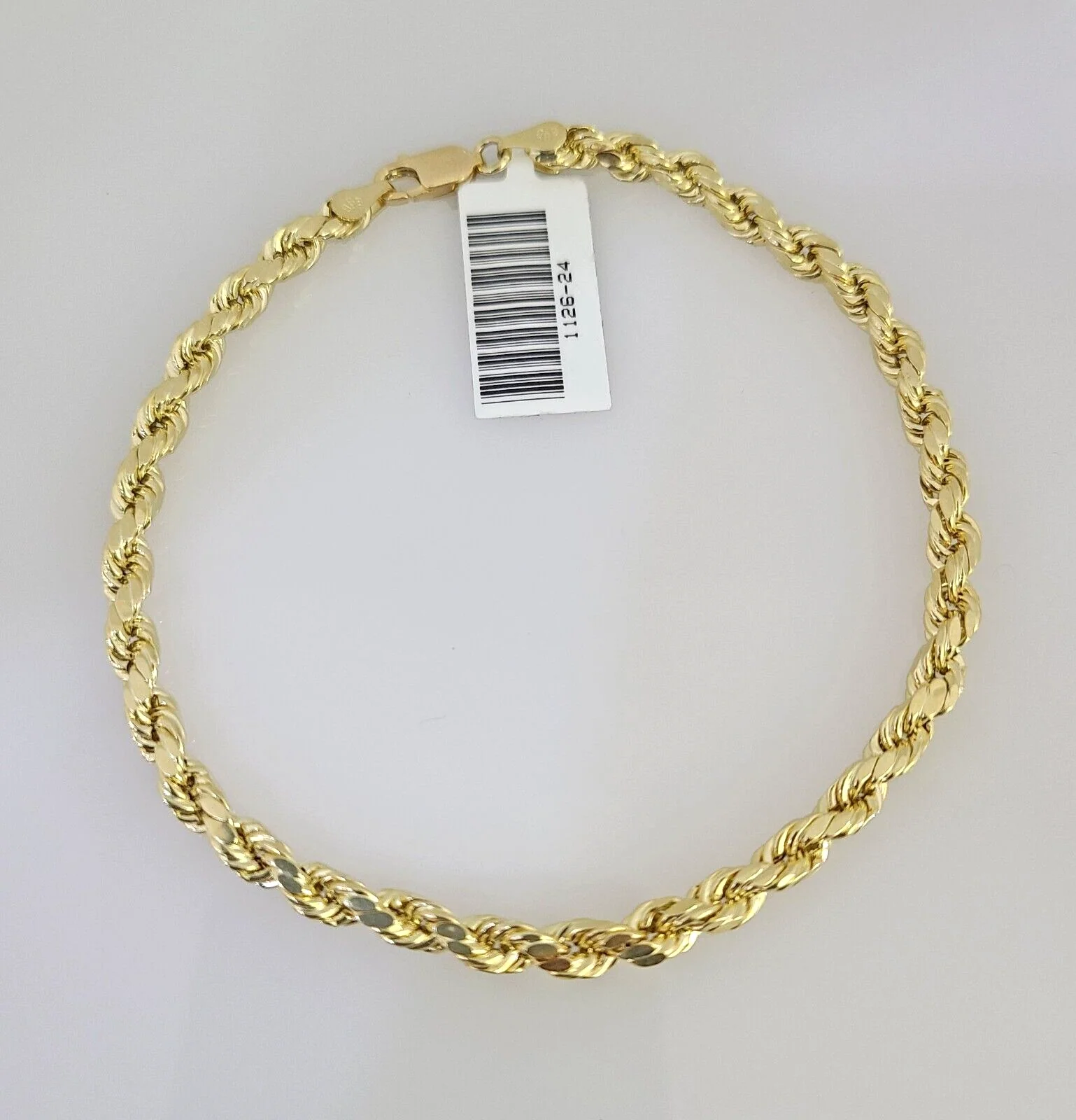 Real 10K Gold Rope Bracelet Yellow 8" Inch 4mm 10kt Men Women