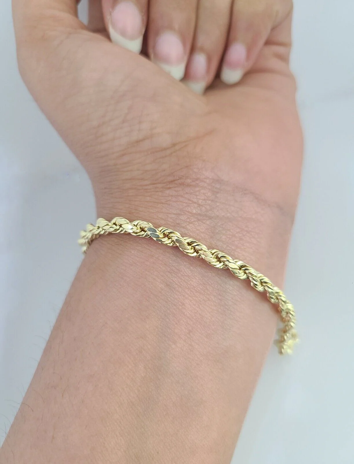 Real 10K Gold Rope Bracelet Yellow 8" Inch 4mm 10kt Men Women - Image 2