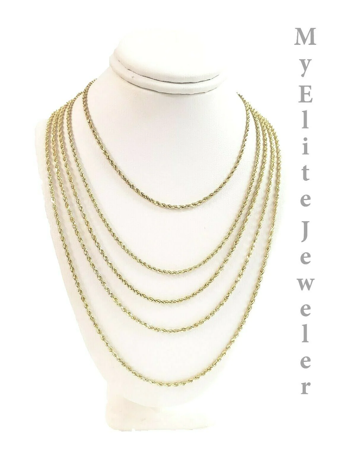REAL 10K Gold Rope Chain 2mm Necklace 18-30 Inch Men's Ladies Kids For Pendant - Image 6