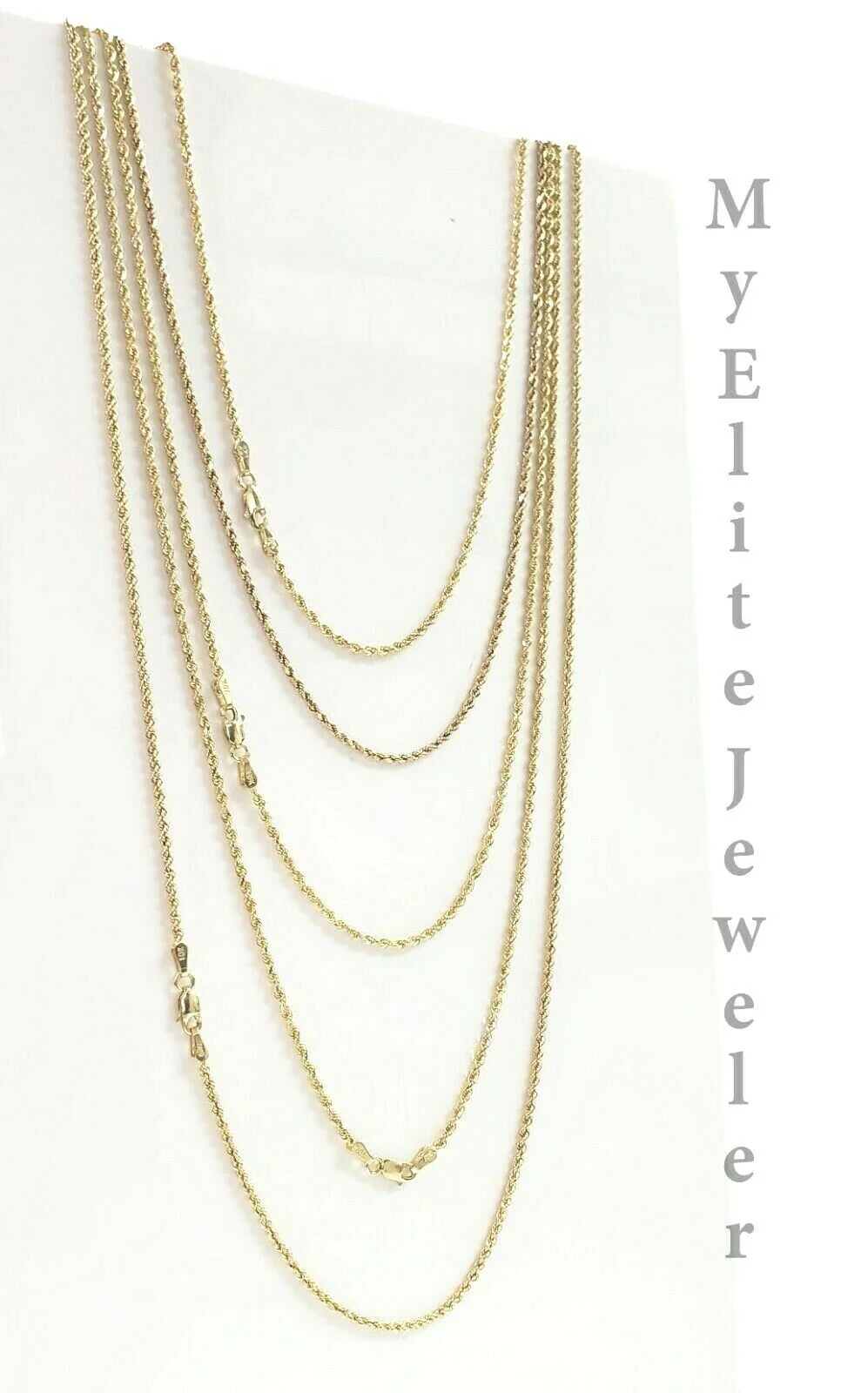 REAL 10K Gold Rope Chain 2mm Necklace 18-30 Inch Men's Ladies Kids For Pendant - Image 8