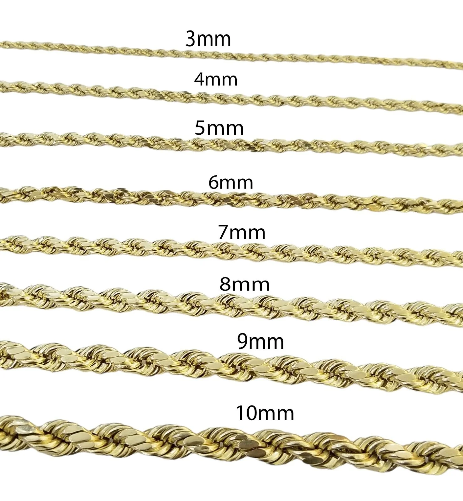 Real 10k Gold Rope Chain 3mm-10mm Necklace 18"-30" Inch Men Women - Image 3