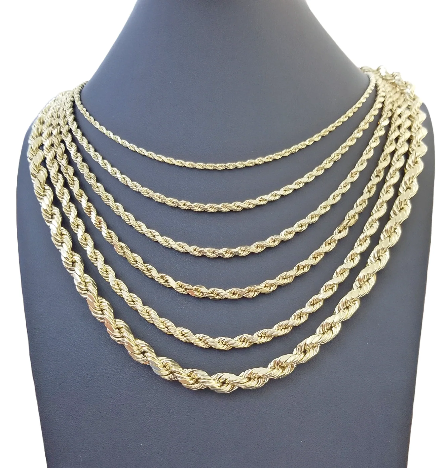 Real 10k Gold Rope Chain 3mm-10mm Necklace 18"-30" Inch Men Women - Image 4